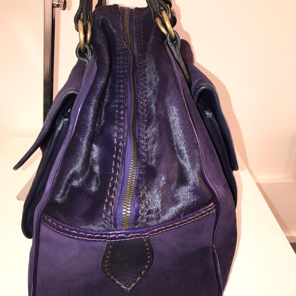 KENZO Purple Suede and Ponyhair Weekender Tote Bag - Picture 7 of 12